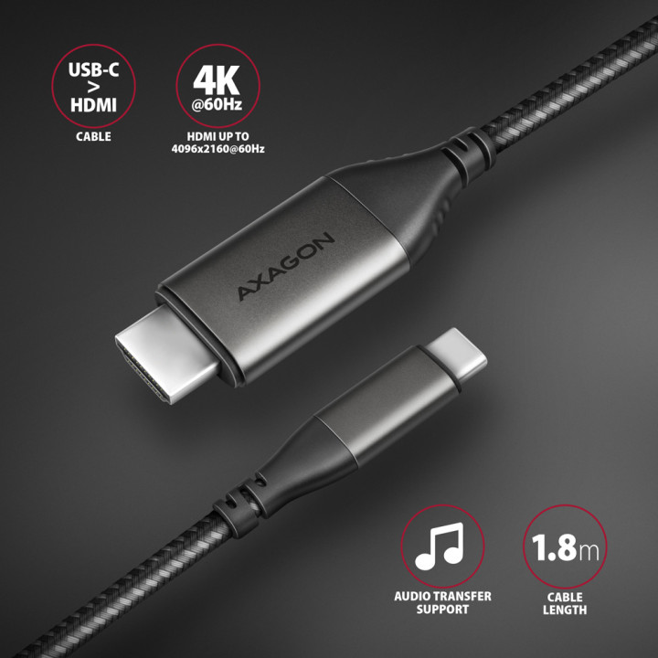 Axagon RVC-HI2MC câble vidéo et adaptateur 1,8 m USB Type-C HDMI Noir — vue 3