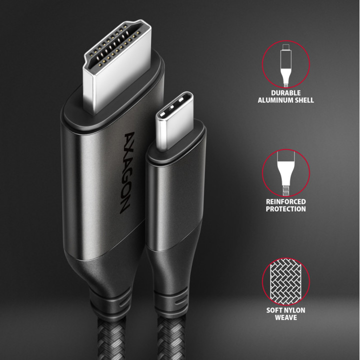 Axagon RVC-HI2MC câble vidéo et adaptateur 1,8 m USB Type-C HDMI Noir — vue 4