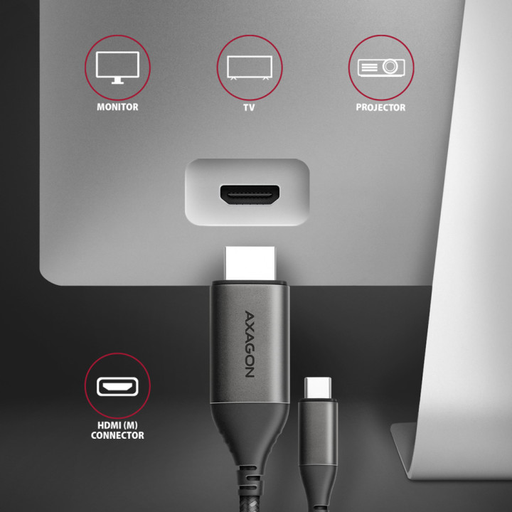 Axagon RVC-HI2MC câble vidéo et adaptateur 1,8 m USB Type-C HDMI Noir — vue 5