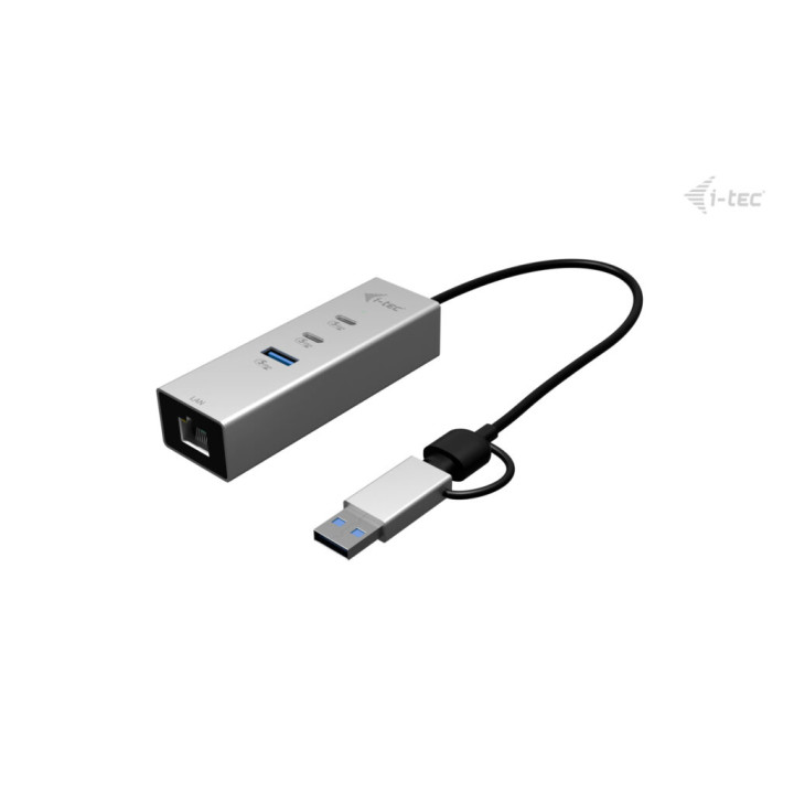 i-tec USB-C/USB-A Metal HUB 3 (2x USB-C, 1x USB-A) Port + 2.5GLAN — vue 3