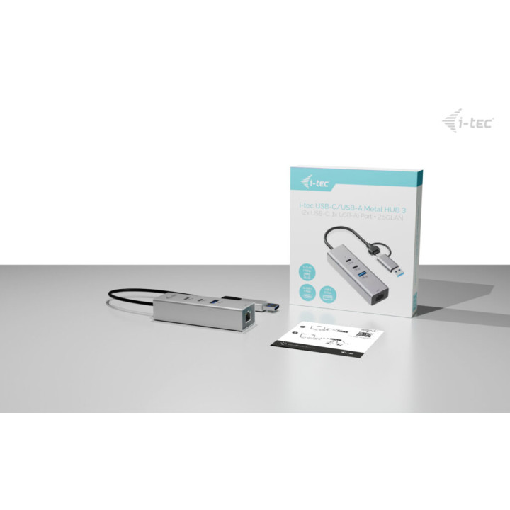 i-tec USB-C/USB-A Metal HUB 3 (2x USB-C, 1x USB-A) Port + 2.5GLAN — vue 5