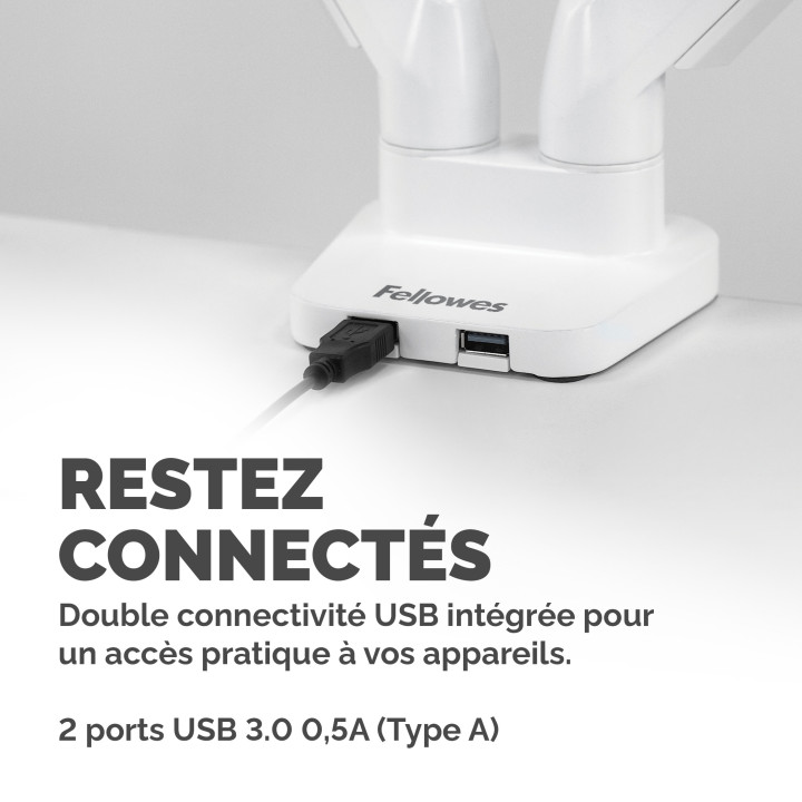 Fellowes Platinum Series Bras porte-écrans double - Blanc — vue 5