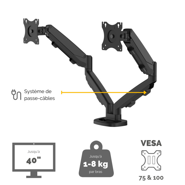 Fellowes Eppa Bras porte-écrans double - Noir — vue 5