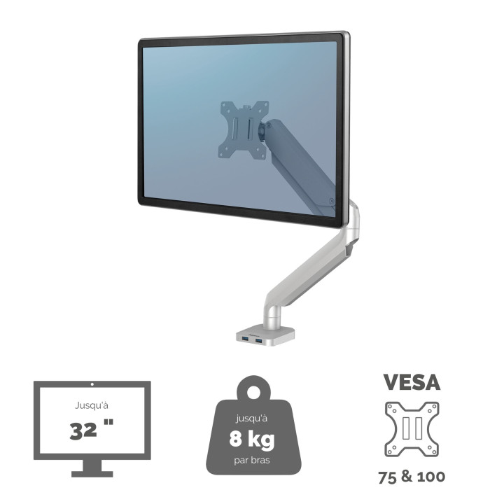 Fellowes Platinum Series Bras porte-écran simple - Argent — vue 2