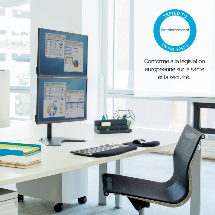 Fellowes Seasa Bras porte-écrans double vertical sur pied — vue 3