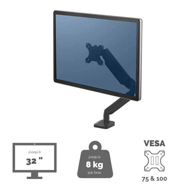 Fellowes Platinum Series Bras porte-écran simple - Noir — vue 3