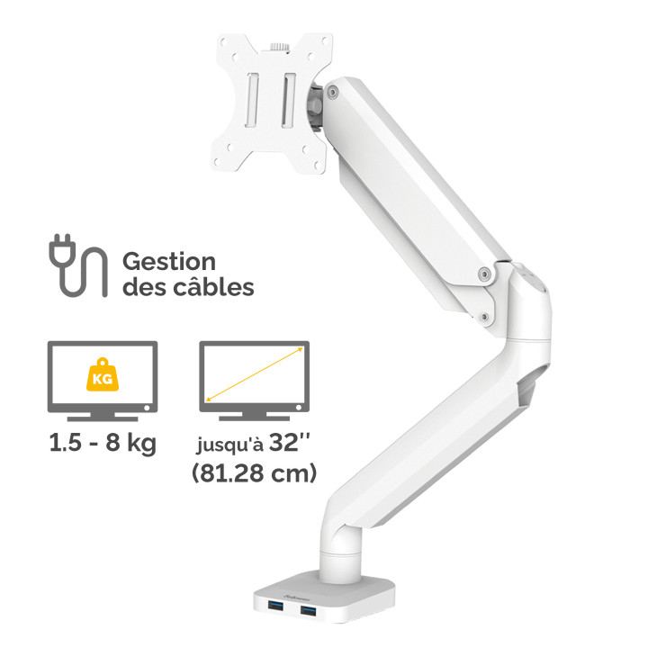 Fellowes Platinum Series Bras porte-écran simple - Blanc — vue 3