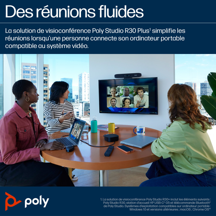 HP Poly Barre de visioconférence USB Poly Studio R30 — vue 5