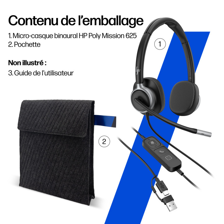 HP Poly Micro-casque filaire USB binaural Mission 625 — vue 5