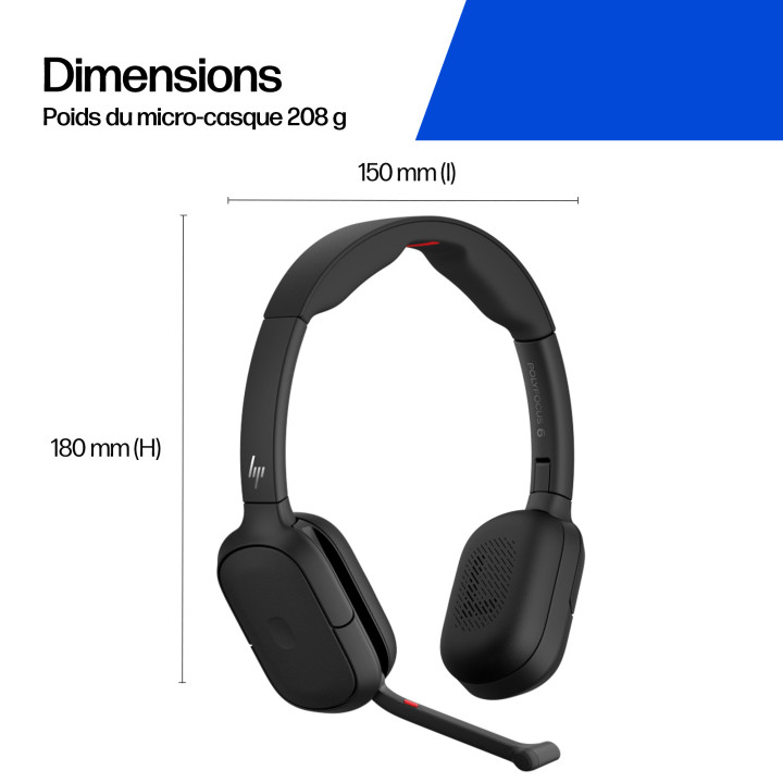 HP Poly Micro-casque stéréo Bluetooth Focus 625 Fold — vue 4