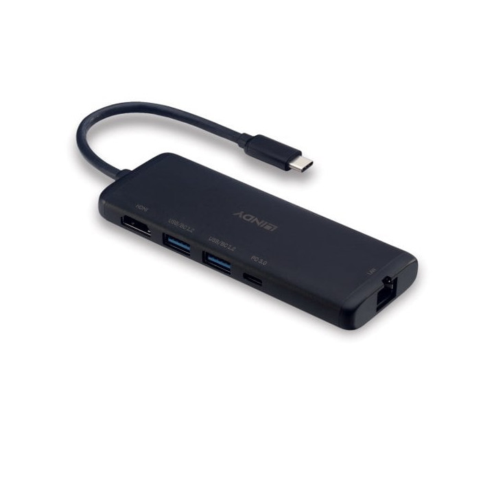 Lindy DST-Mini, Mini Docking Station USB-C pour Laptop avec prise en charge 4k & possibilité de charge 100W — vue 4