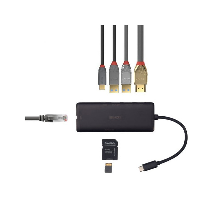 Lindy DST-Mini, Mini Docking Station USB-C pour Laptop avec prise en charge 4k & possibilité de charge 100W — vue 5