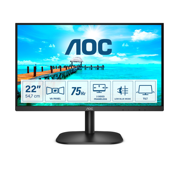 AOC B2 22B2H/EU écran plat de PC 54,6 cm (21.5") 1920 x 1080 pixels Full HD LED Noir — vue 1