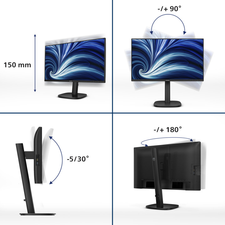 Philips 3000 series 24B2U3301/00 écran plat de PC 60,5 cm (23.8") 1920 x 1080 pixels Full HD LCD Noir — vue 3