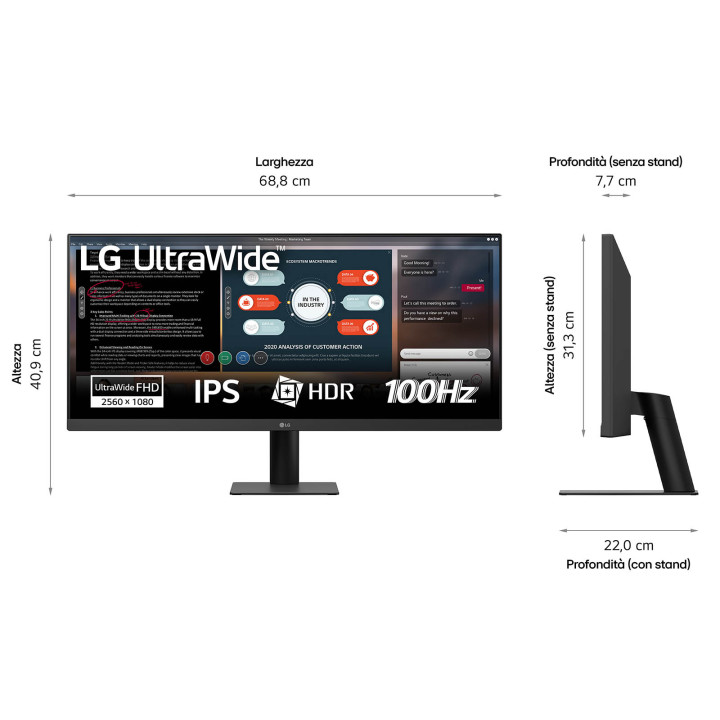 LG 29U511A-B écran plat de PC 73,7 cm (29") 2560 x 1080 pixels WFHD LCD Noir — vue 3