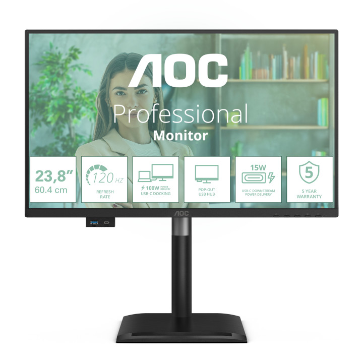 AOC 24P4CV écran plat de PC 60,5 cm (23.8") 1920 x 1080 pixels Full HD LED Noir — vue 1