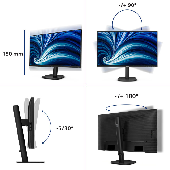 Philips 3000 series 27B2U3601/00 écran plat de PC 68,6 cm (27") 2560 x 1440 pixels Quad HD LCD Noir — vue 3