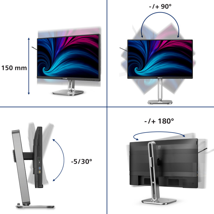 Philips 4000 series 24B2U4301/00 écran plat de PC 60,5 cm (23.8") 1920 x 1080 pixels Full HD LCD Gris — vue 3