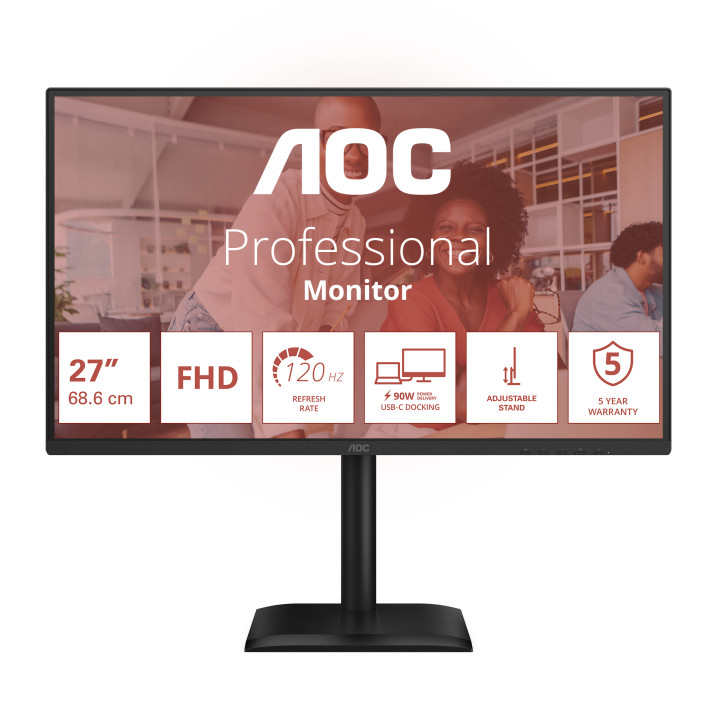 AOC 27E4CV écran plat de PC 68,6 cm (27") 1920 x 1080 pixels Full HD LED Noir — vue 2