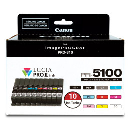 Canon PFI-5100 Multipack cartouche d'encre 10 pièce(s) Original Rendement standard Cyan, Noir mat, Noir — vue 1
