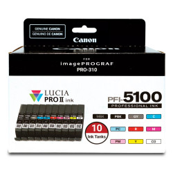 Canon PFI-5100 — Pack de 9 cartouches d'encre (2 noires, cyan, noir mat)