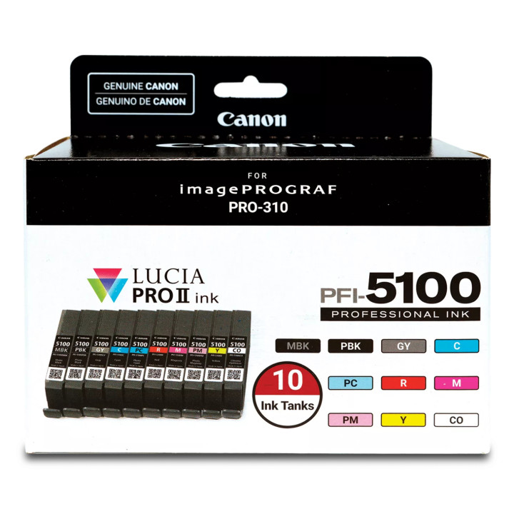 Canon PFI-5100 Multipack cartouche d'encre 10 pièce(s) Original Rendement standard Cyan, Noir mat, Noir — vue 1