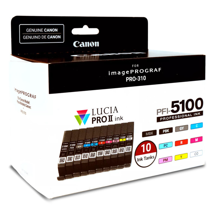 Canon PFI-5100 Multipack cartouche d'encre 10 pièce(s) Original Rendement standard Cyan, Noir mat, Noir — vue 2