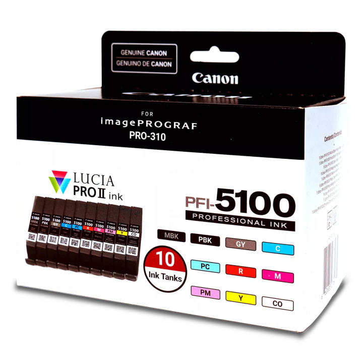 Canon PFI-5100 Multipack cartouche d'encre 10 pièce(s) Original Rendement standard Cyan, Noir mat, Noir — vue 3