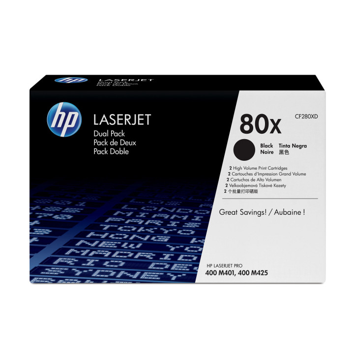 HP 80X pack de 2 cartouches authentiques de toner LaserJet noir grande capacité — vue 1