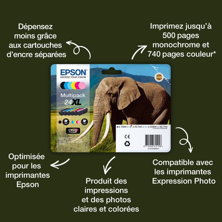Epson Elephant Encre magenta Claria Photo HD Éléphant 24XL — vue 4