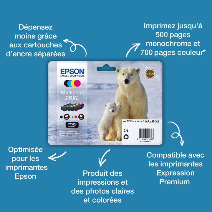 Epson Polar bear Encre noire photo Claria Premium Ours Polaire 26 — vue 3