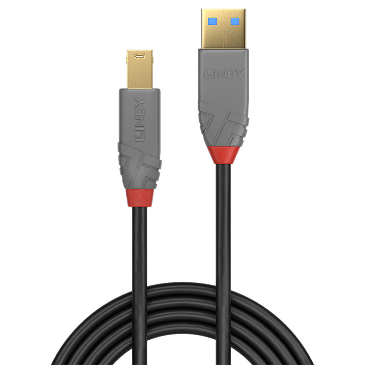 Lindy Câble USB 3.2 Type A vers B, 5Gbit/s, Anthra Line, 3m — vue 2