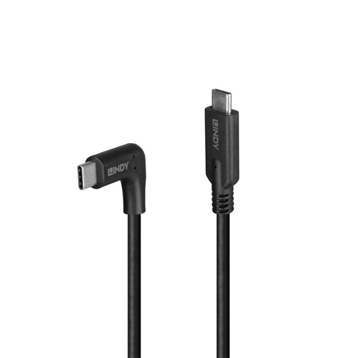 Lindy Câble USB 3.2 Type C de 0.5m, angle droit à 90°, 10Gbit/s, PD 60W — vue 1