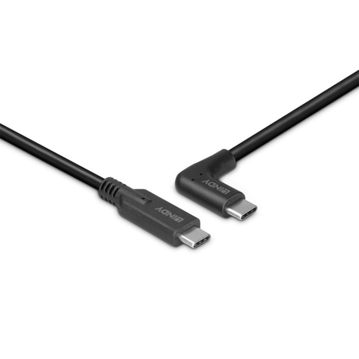 Lindy Câble USB 3.2 Type C de 0.5m, angle droit à 90°, 10Gbit/s, PD 60W — vue 3
