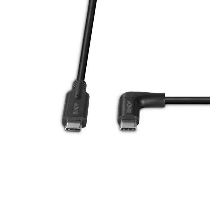 Lindy Câble USB 3.2 Type C de 0.5m, angle droit à 90°, 10Gbit/s, PD 60W — vue 4