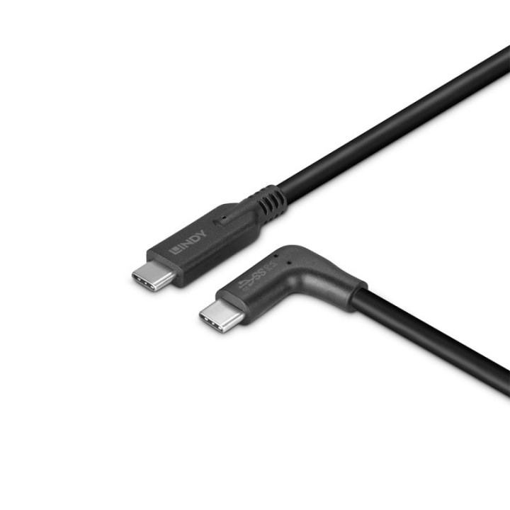 Lindy Câble USB 3.2 Type C de 0.5m, angle droit à 90°, 10Gbit/s, PD 60W — vue 5