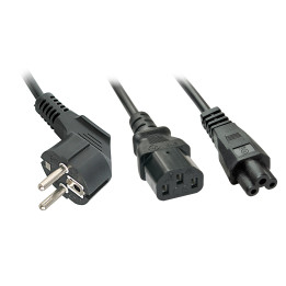 Lindy Câble secteur Schuko vers 1x C13 & 1x C5, 2m — vue 1