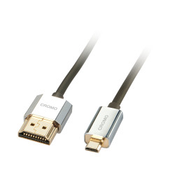Lindy Câble HDMI Slim, compatible HDMI 2.0 Ultra HD, Ethernet CROMO, type A/D, 2m