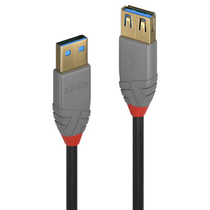Lindy Rallonge USB 3.2 type A, 5Gbit/s, Anthra Line, 3m — vue 1