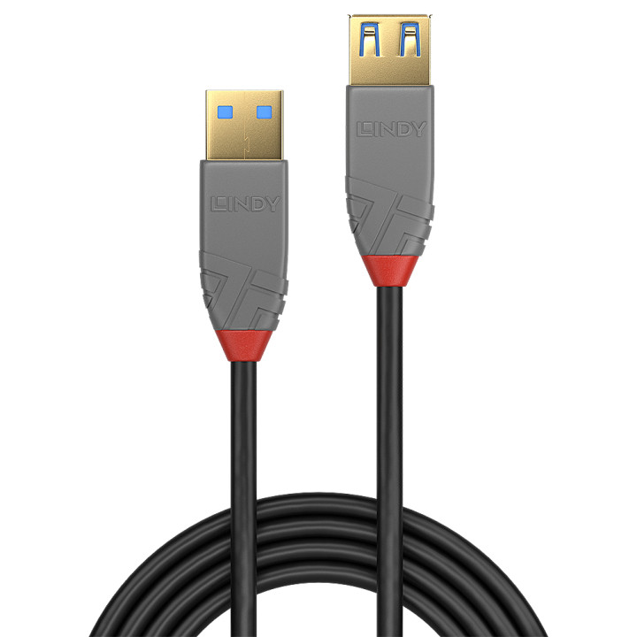 Lindy Rallonge USB 3.2 type A, 5Gbit/s, Anthra Line, 3m — vue 2