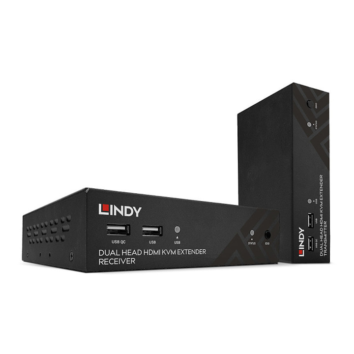 Lindy Kit Extender KVM HDBaseT Cat.6 HDMI Dual Head USB, IR & RS232, 100m — vue 1
