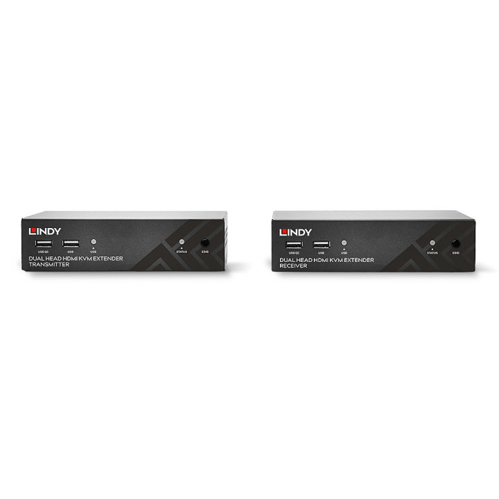Lindy Kit Extender KVM HDBaseT Cat.6 HDMI Dual Head USB, IR & RS232, 100m — vue 3