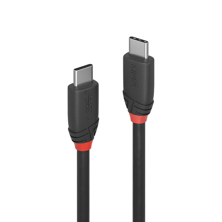 Lindy Câble USB 3.2 Type C de 1m, 20Gbit/s, 60W PD, noir — vue 1
