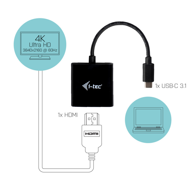 i-tec USB-C HDMI Adapter 4K/60 Hz — vue 3