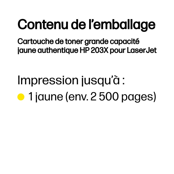 HP LaserJet Cartouche de toner grande capacité jaune authentique 203X pour — vue 3