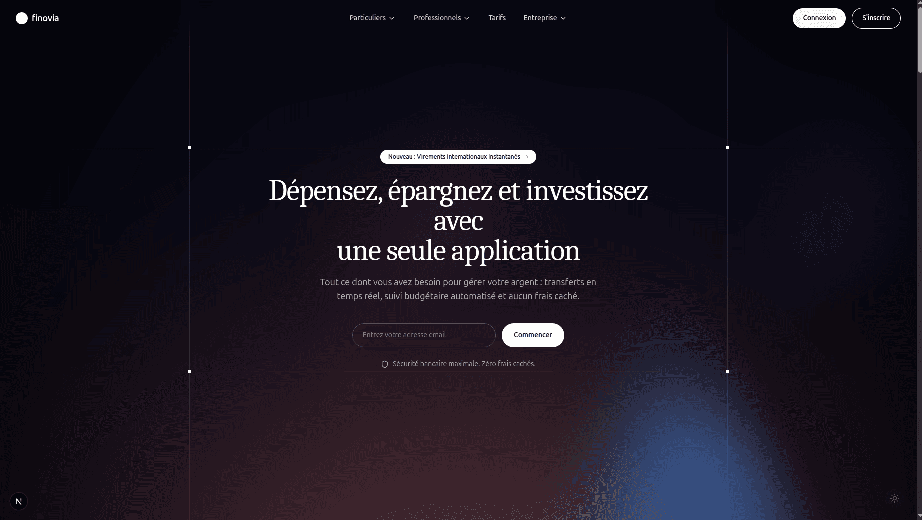 Interface de l’application financière Finovia conçue par Pepro