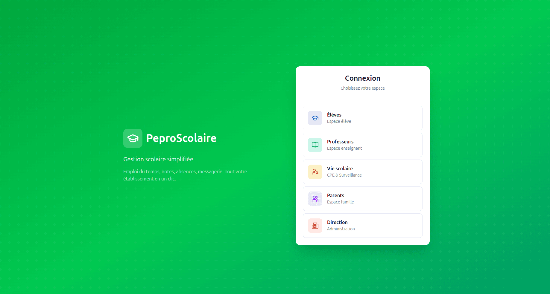 Vue 2 du projet Établissement scolaire